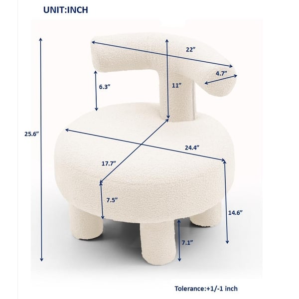 dimension image slide 0 of 2, 24.4" Modern Fabric Chair Kids Chair for Living Room, Bedroom, Home Decorative - 24.4''×24.4''×25.6''