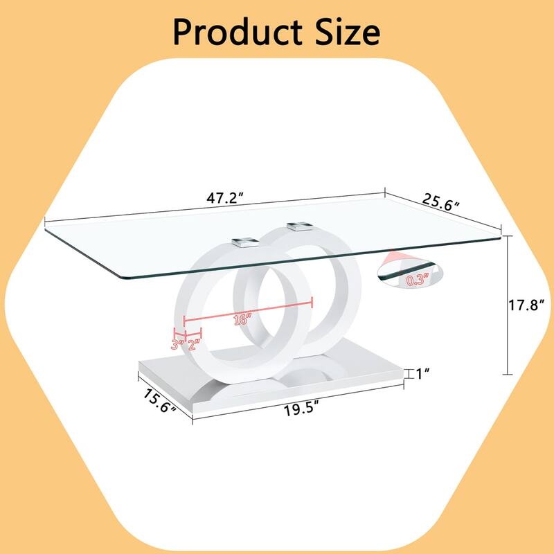Glass Top Coffee Table with MDF Base for Living Rooms and Lounge Areas