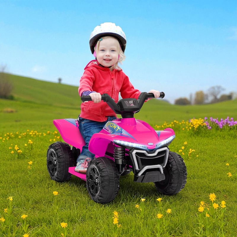 6V Kids ATV Quad Ride-On Toy, 4-Wheeler Battery Powered with Lights, Forward & Reverse, Max 1.6MPH