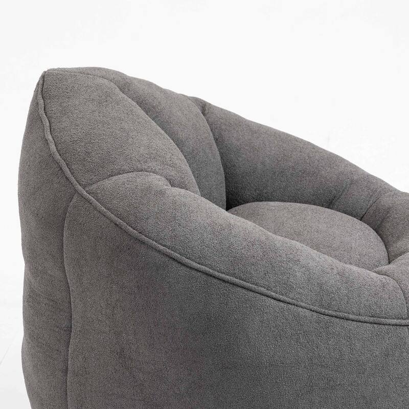 Fluffy Bean Bag Chair with Memory Foam & Ottoman for Living Room, Bedroom - Blue
