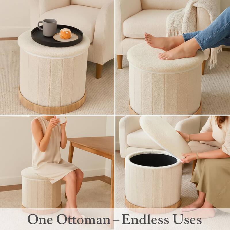 Aria Home Teddy Fabric Ottoman Coffee Table with Hidden Storage