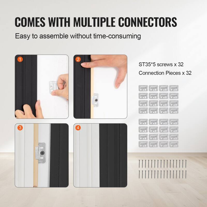 34.8 Sq Ft WPC Acoustic Wall Panels 8 Pieces Fire-Resistant Slat Design for Soundproof Room Decor - 96.5" x 6.5" x 0.35"