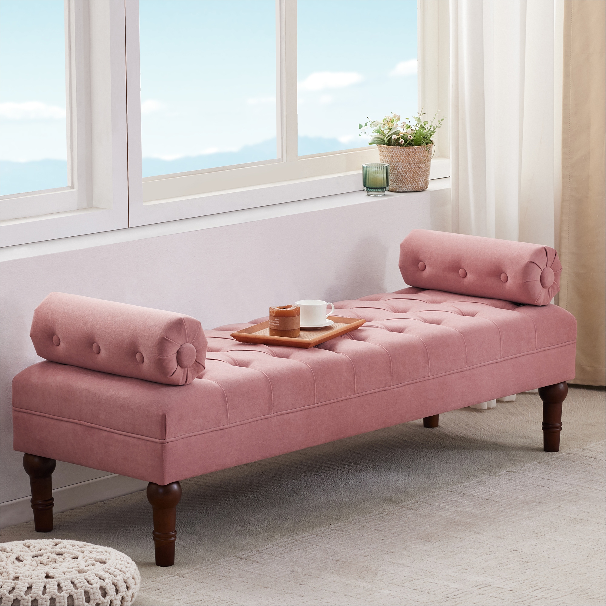 Pink bedroom bench new arrivals
