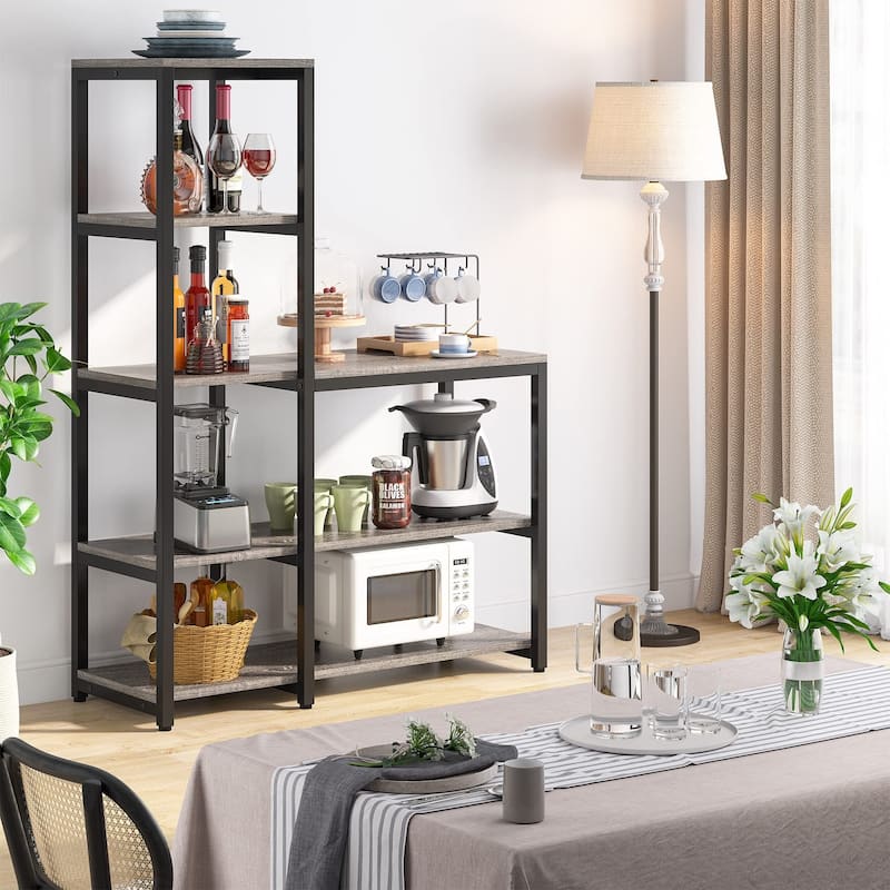5-Tier L Shaped Kitchen Bakers Rack with Storage Shelf