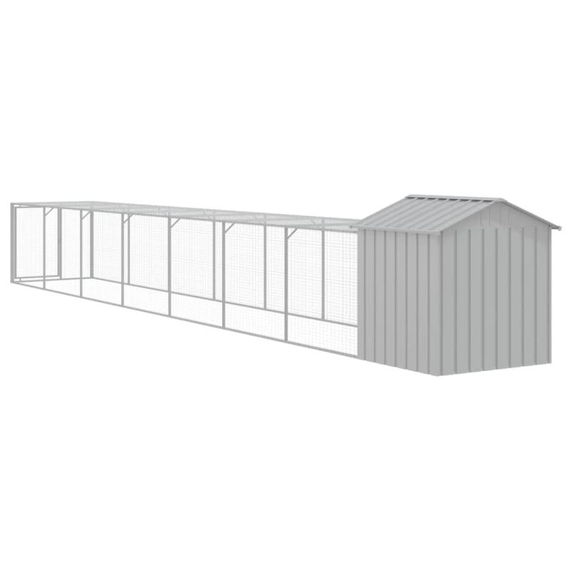 vidaXL Chicken Cage with Run Light Gray/Anthracite multisize Galvanized Steel