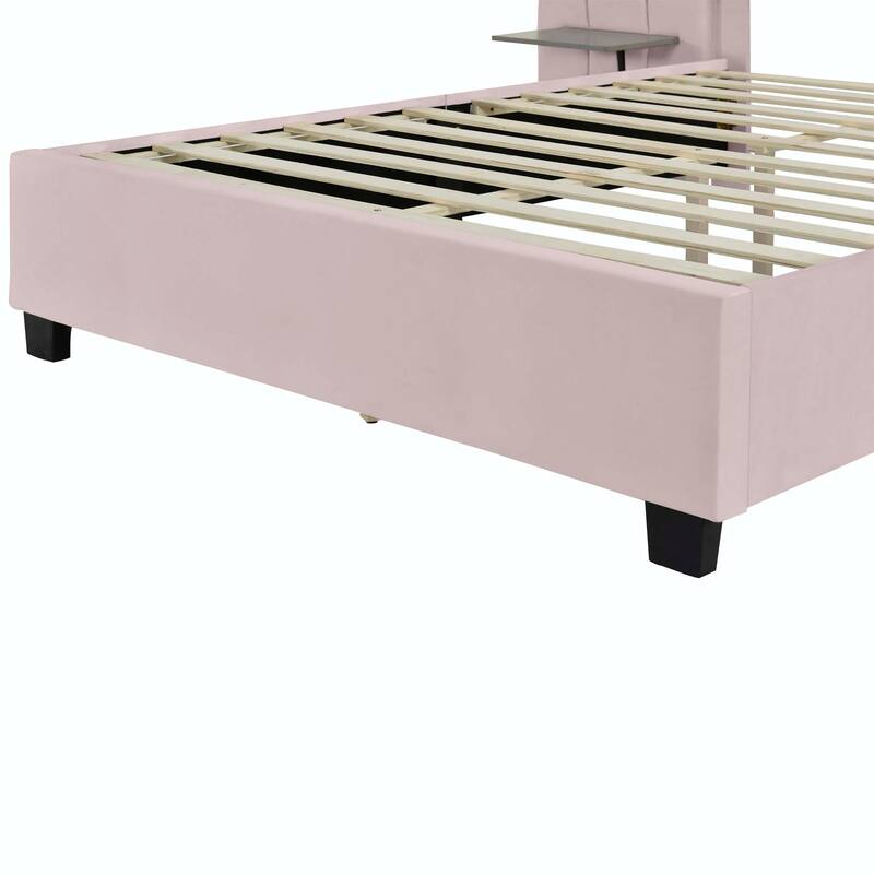 Upholstered Platform Bed with Big Headboard