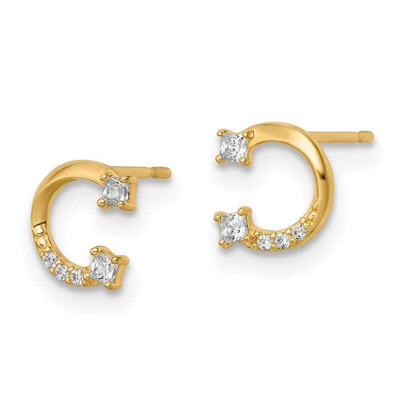 Curata 14k Gold CZ Cubic Zirconia Horseshoe Post Earrings - 6.75x7.25mm Wide