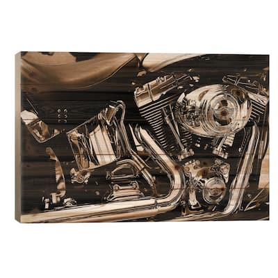 Harley Motorcycle Print On Wood by Unknown Artist - Multi-Color
