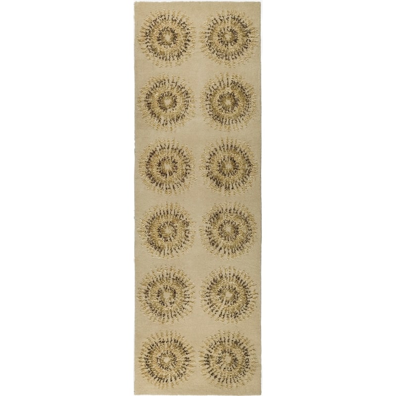 SAFAVIEH Handmade Soho Breann Deco Wool Rug - 2'6" x 8' Runner - Beige/Gold