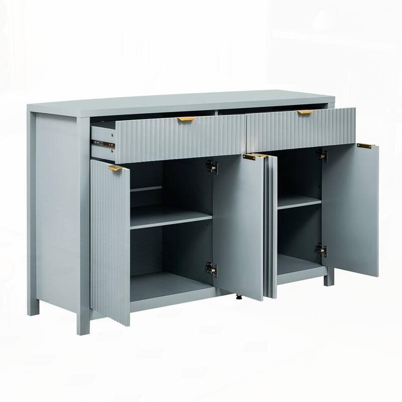 Wave-Pattern Sideboard Cabinet with 2 Drawers and 4 Doors