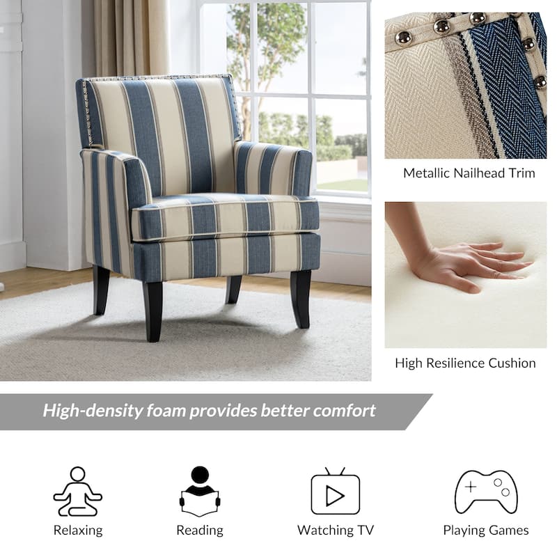 Akorda French Country Armchair with Nailhead Trim and Solid Wood Legs by HULALA HOME