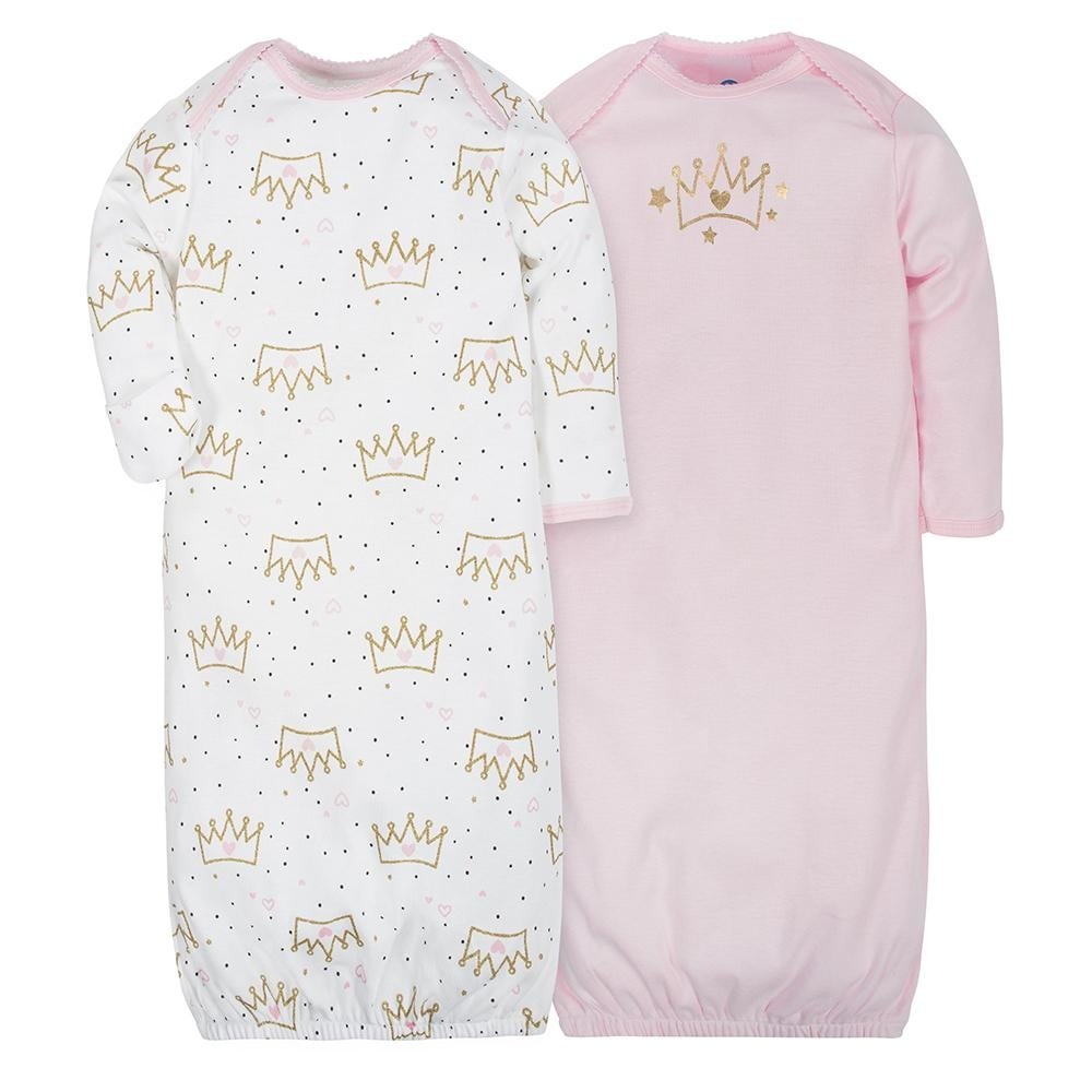 Shop Gerber Baby Girl 2 Pack Gown Princess 0 6 Months 0 6m