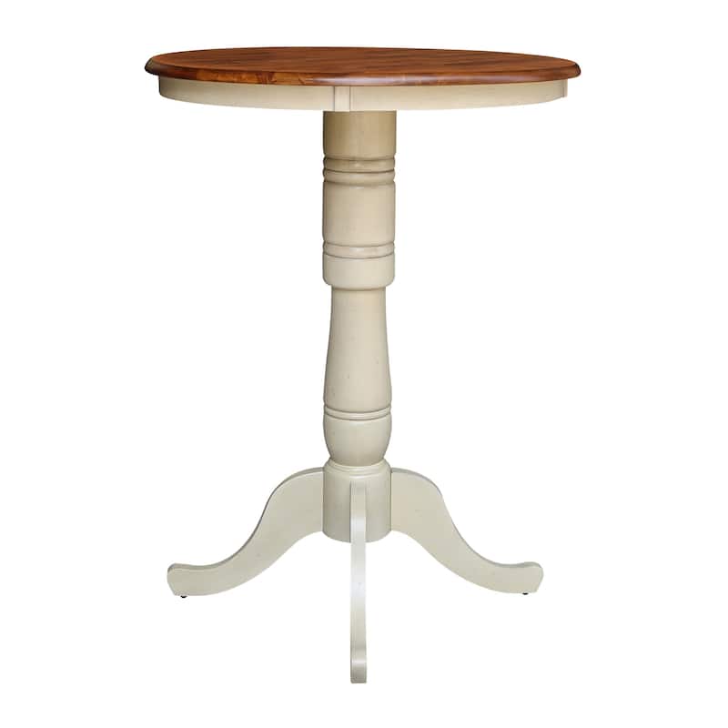 Round Pedestal Dining Table - Solid Wood Table for Kitchen, Dining Room, Breakfast Nook - 30