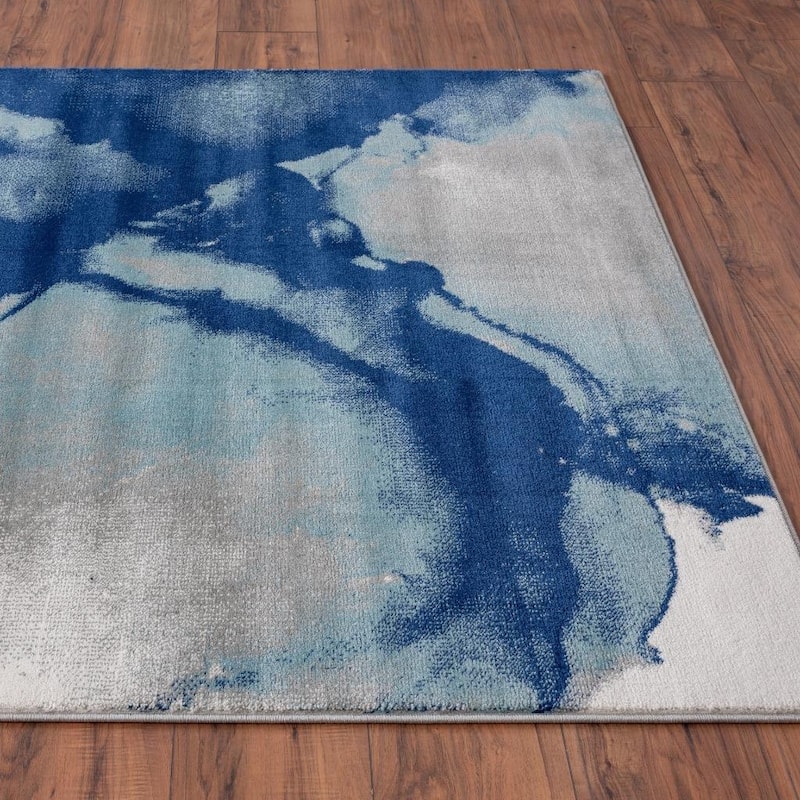 Luxe Weavers Victoria Collection Blue 5x7 Abstract Area Rug - 5' x 8'/Surplus