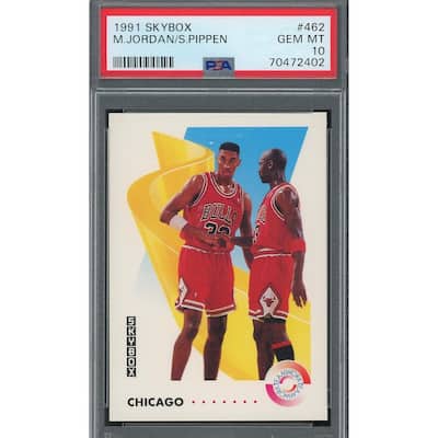 Michael Jordan Scottie Pippen 1991 Skybox Basketball Card #462 Graded PSA 10 - 8'6" x 11'6"