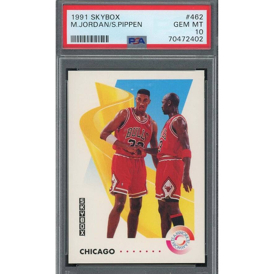 Michael Jordan Scottie Pippen 1991 Skybox Basketball Card #462 Graded PSA 10 - 8'6" x 11'6"