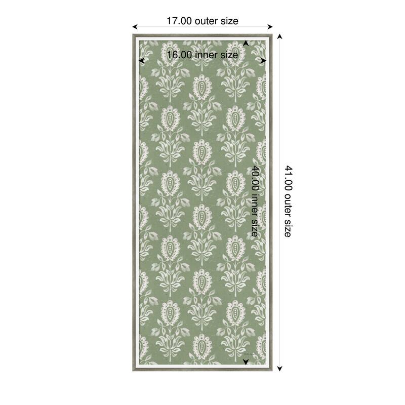 Amanti Art Framed Fabric Pinboard Floral Focus Pattern VH Panel by Beth Grove Printed Bulletin Board - Board Size 16 x 40 - Lucie Silver White