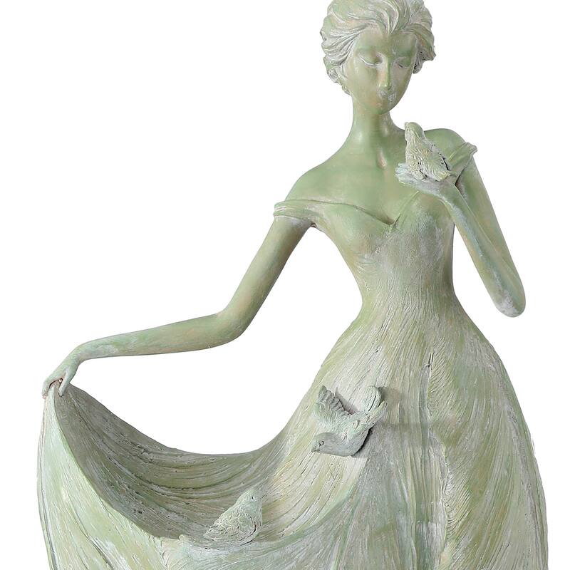 23" Resin Blossom Petal Fairy With Bird