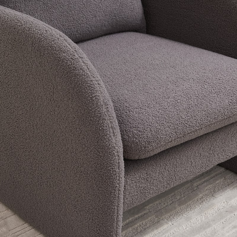 Lamb Fabric Accent Chair With Solid Wood Frame