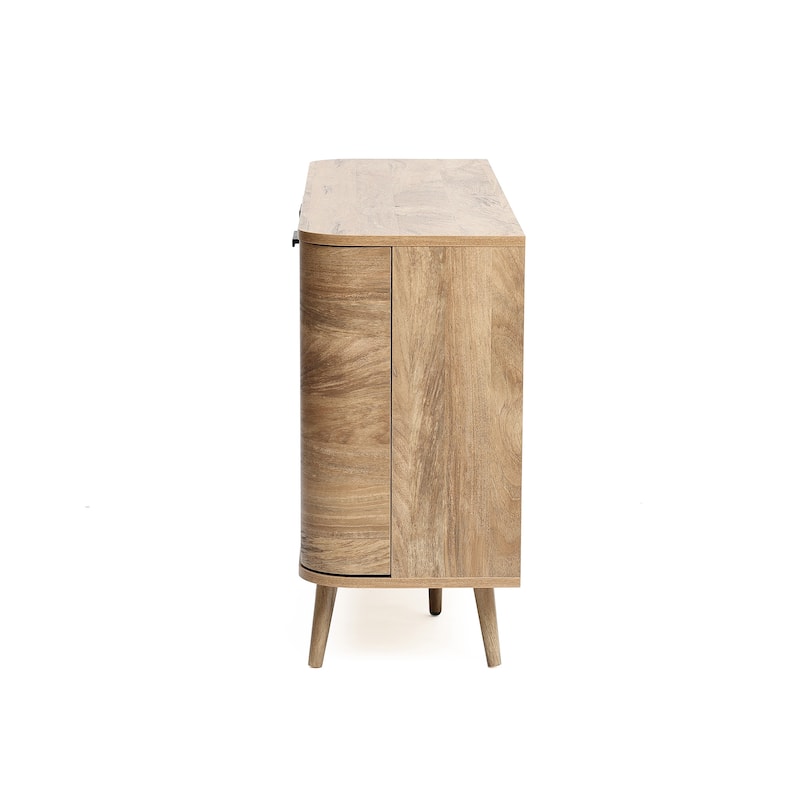 Natural Oak Manufactured Wood 3-Door Buffet Cabinet - 53.3" Wide