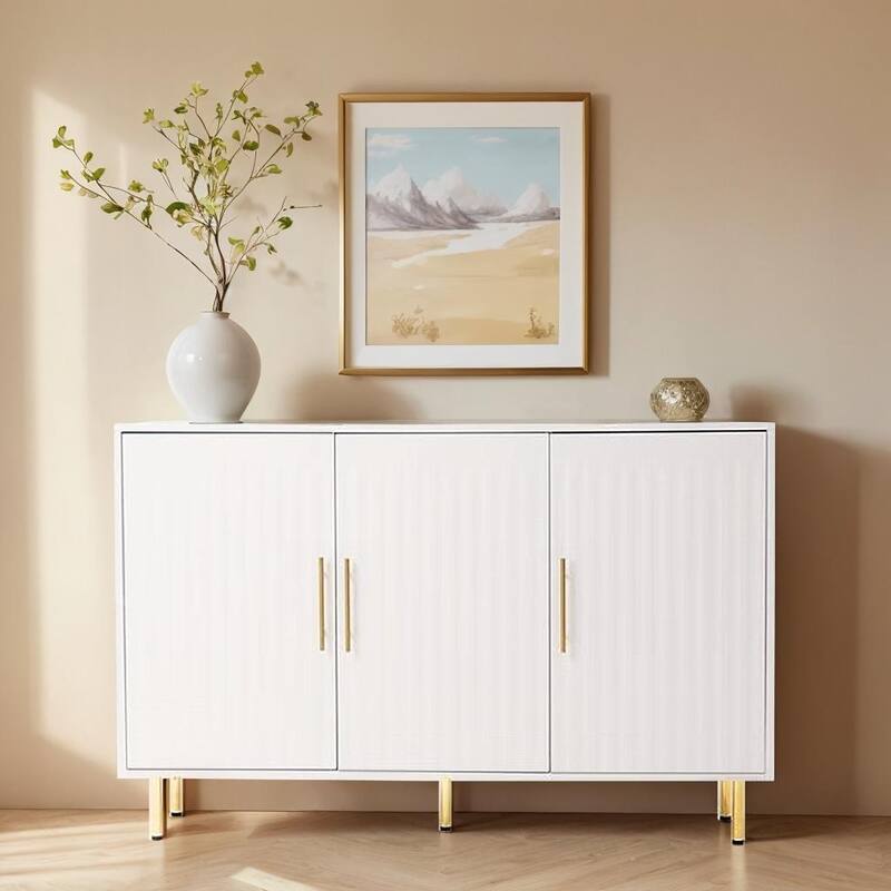 Large Storage Sideboard with Gold Handles for Kitchen