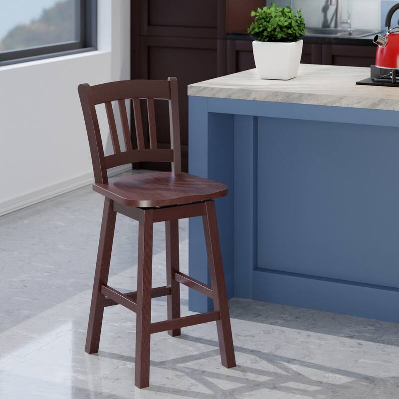Fina Swivel Seat Counter Stool, Walnut - 16.38 x 18.25 x 38.40 inches