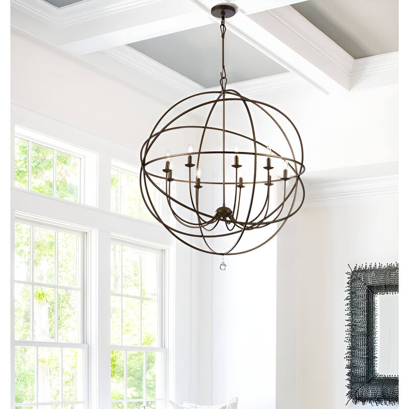 9 - Light Large Dimmable Globe Chandelier Oversized