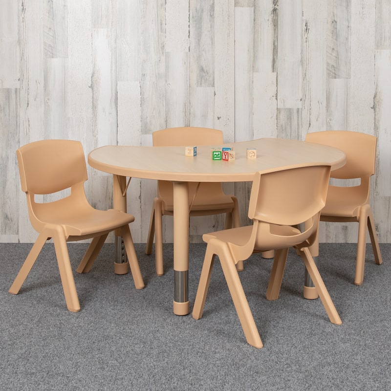 25.125"W x 35.5"L Crescent Plastic Adjustable Kids Table Set - 4 Chairs