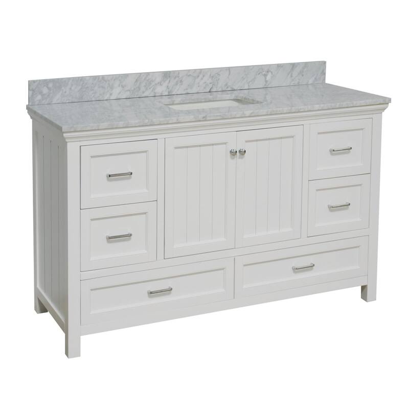 KitchenBathCollection Paige 60" Single Bathroom Vanity with Carrara Marble Top