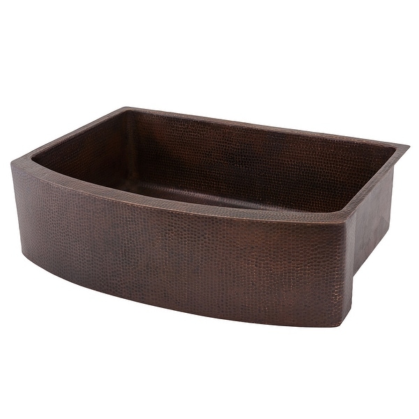 Premier Copper Products KASRDB30249 30-inch Hammered Copper Rounded Apron Front Single Basin Kitchen Sink. Opens flyout.