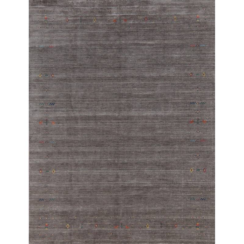 Hand Knotted Oriental 100% Wool Carpet Tribal Tribal Greys & Charcoal Gabbeh Area Rug - 9' 11'' X 8' 2''