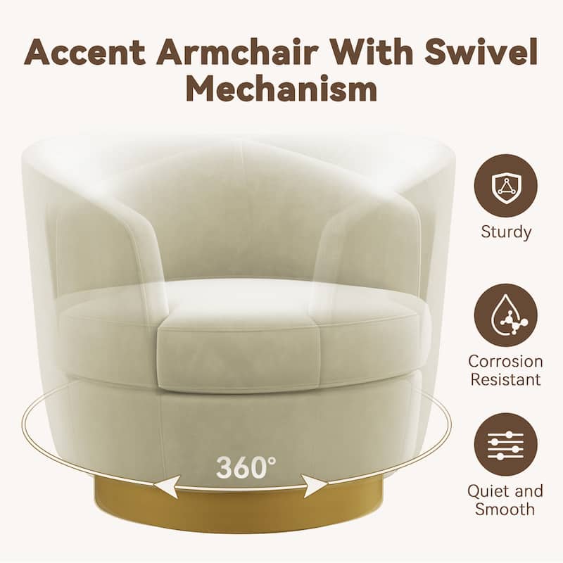 360 Degree Velvet Swivel Club Chair, Soft & Comfotable