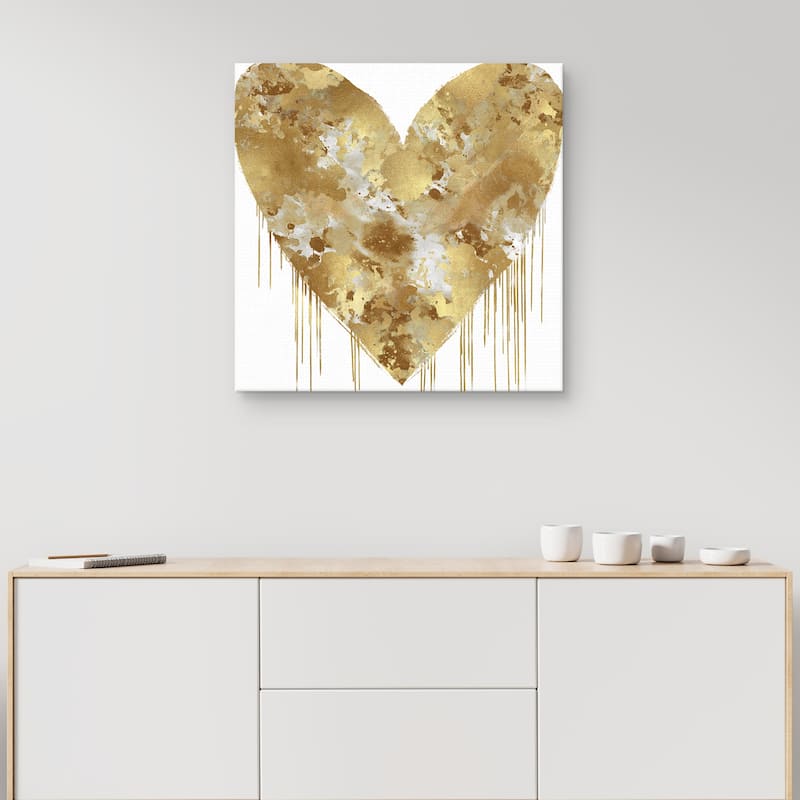 Big Hearted Gold and White by Lindsay Rodgers Canvas Art Print