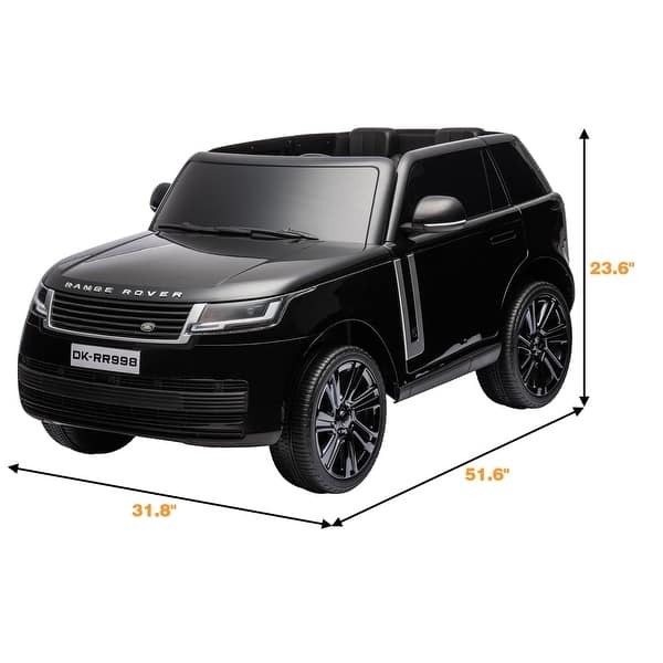 dimension image slide 2 of 4, 2 Seater Battery Operated 24V Electric Truck Vehicle Licensed Land Rover with Spring Suspension