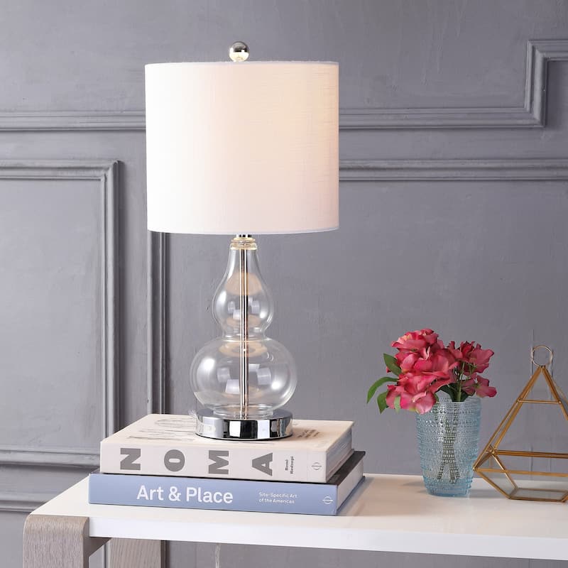 Anya 20.5" Mini Glass LED Table Lamp, Gray by JONATHAN Y - Clear - 1-Lamp