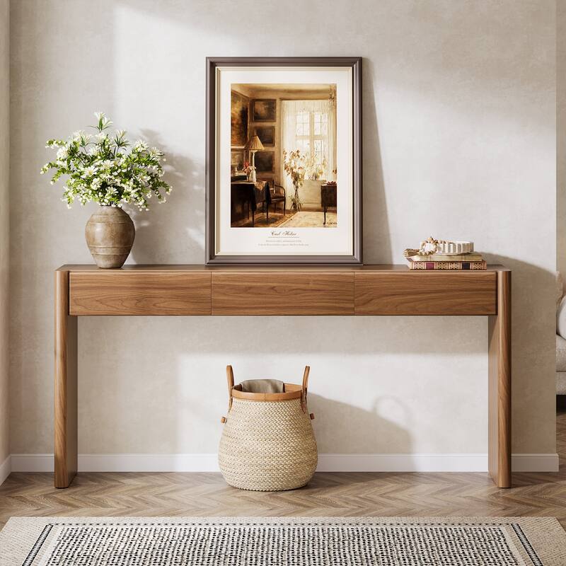 70.9" Wooden Entryway Table Behind Couch with Storage Drawer - Large