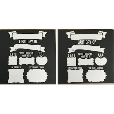 First and Last Day of School Dry Erase Chalkboard Photo Op Double Sided 12 Inch - Black,White