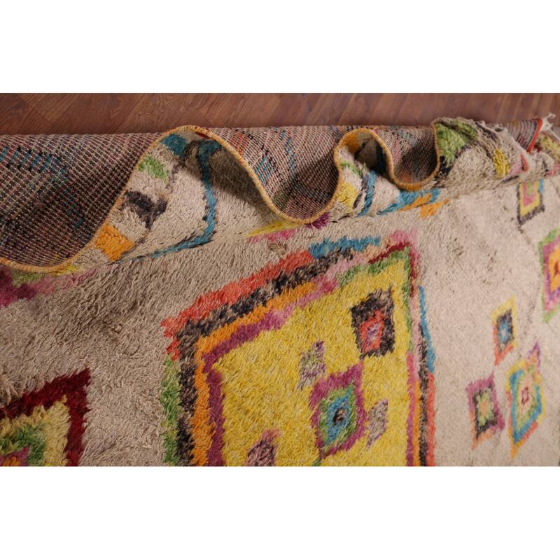 Geometric Plush Moroccan Oriental Rug Hand-Knotted Wool Carpet - 7'5" x 10'8"