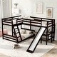 preview thumbnail 1 of 7, Espresso Twin Over Full Solid Pine Bunk Bed with Loft Bed, Desk, Slide Espresso