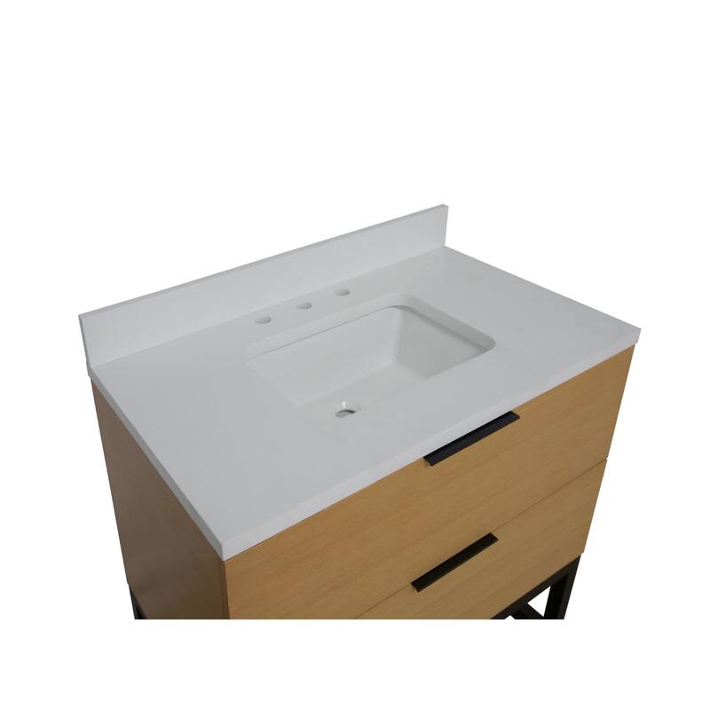 KitchenBathCollection Mia 36" Bathroom Vanity with Matte White Top