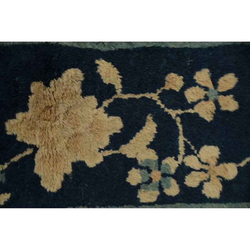 Hand Knotted Oriental 100% Wool Carpet Traditional Floral Yellow & Gold Art Deco Area Rug - 9' 5'' X 7' 5''