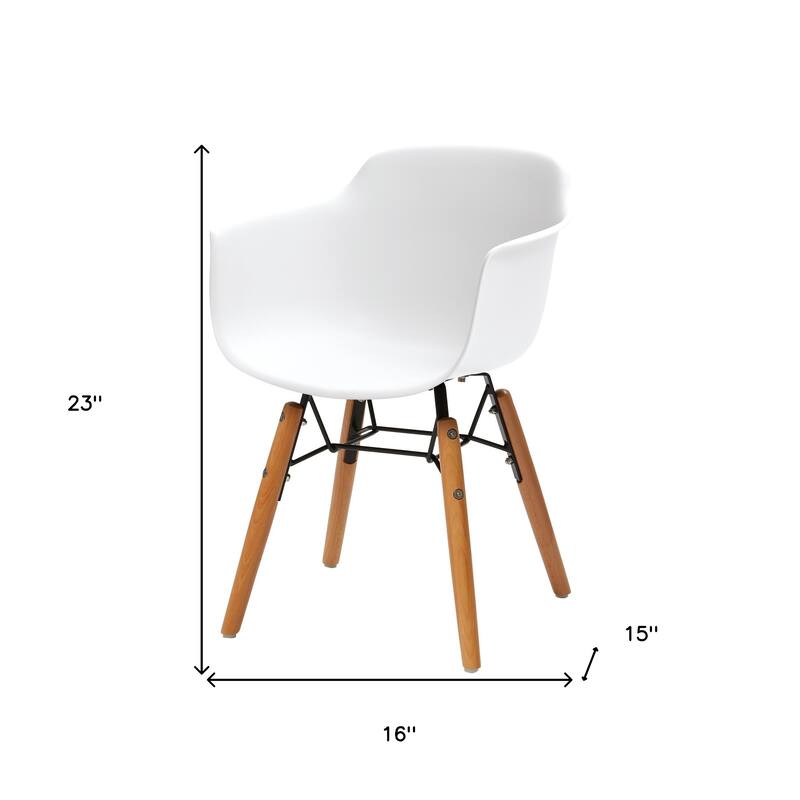 HomeRoots Set Of Four White And Brown Heavy Duty Plastic And Wood Juvenile Side Chairs - 16.00 in. x 23.00 in. x 15.00 in.