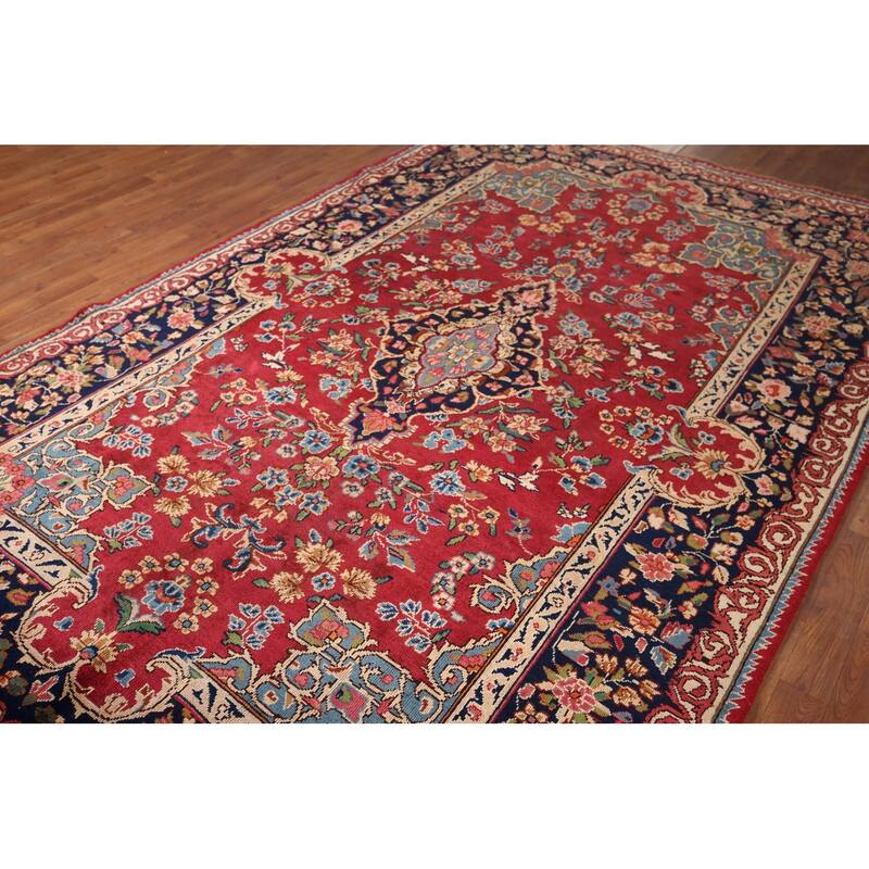Yazd Antique Persian Area Rug Hand-Knotted Wool Carpet - 6'6" x 10'1"