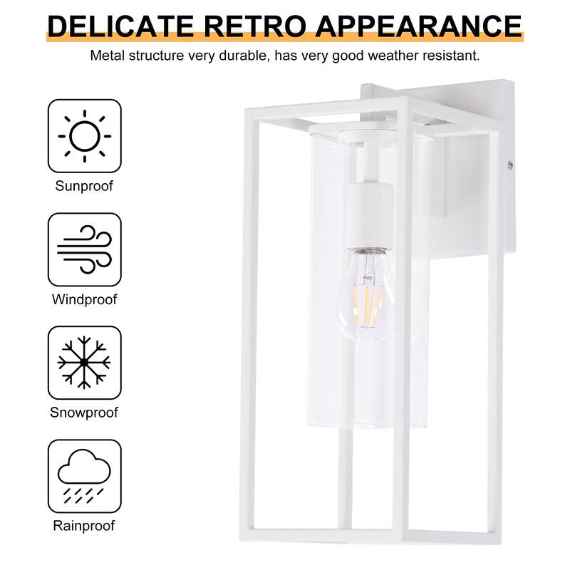 2 Pack Metal 1-Light Clear Glass Outdoor Wall Lighting Sconce