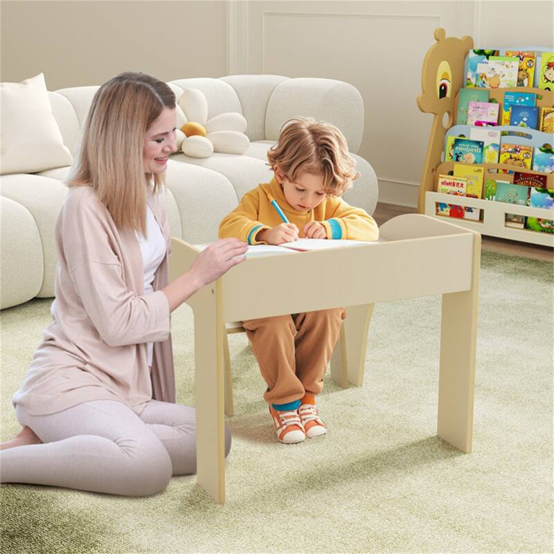 Kids Table and Chair Set for Children 3+ Years Old Multipurpose Drawing Writing Play Furniture - 23.5" x 23.5" x 19.5"