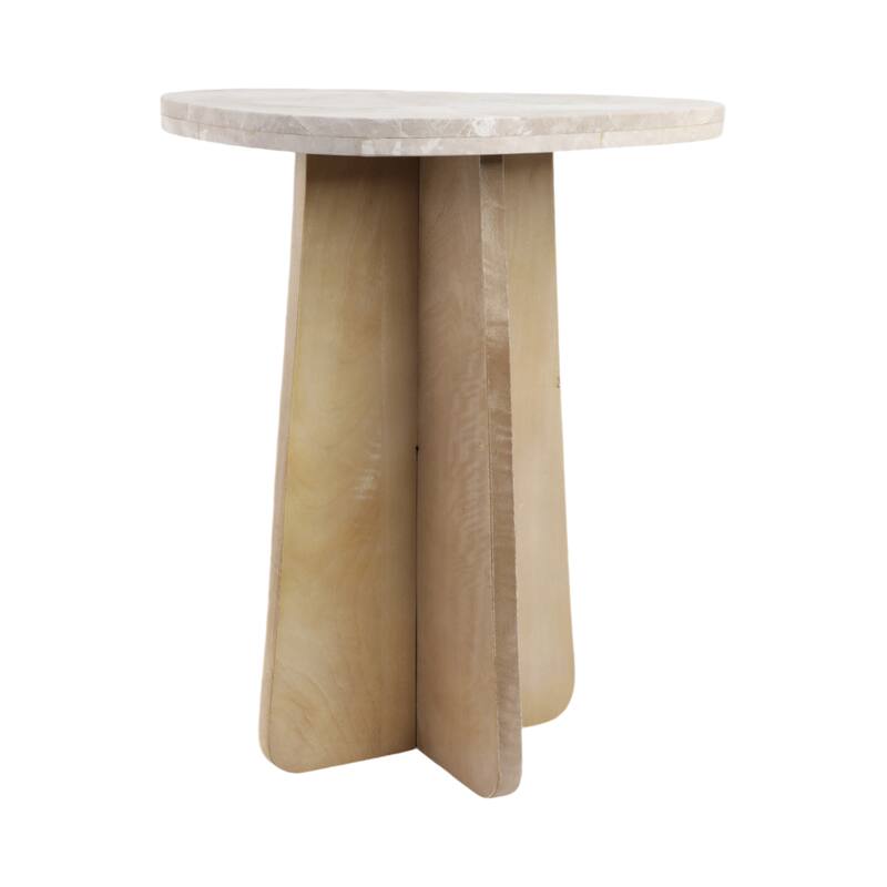 Stone Marble Modern Accent Table for Home and Office Use - 24" Brown - 20.5" x 15" x 24"