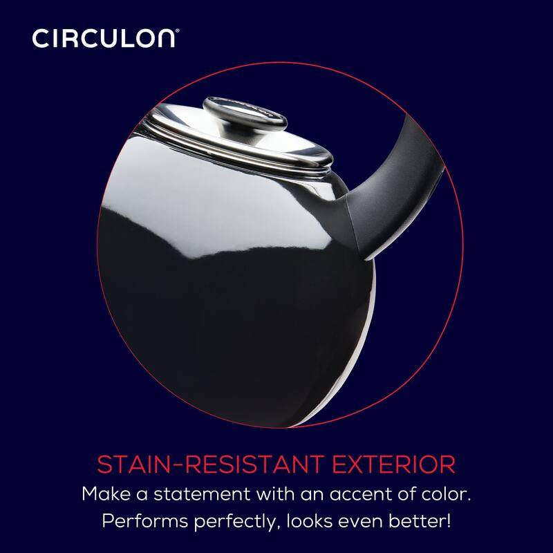 2-Quart Enamel on Steel Whistling Teakettle/Teapot With Flip-Up Spout, Black