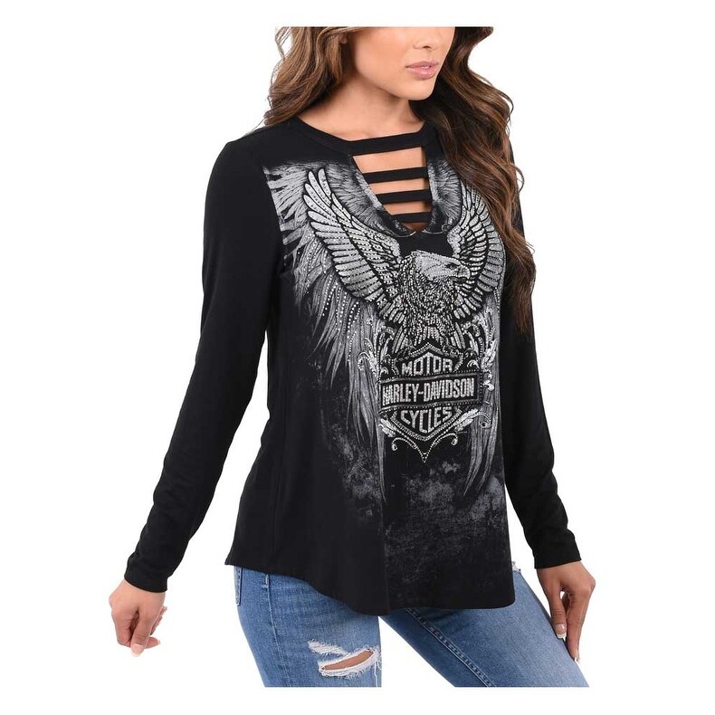 Shop Harley Davidson Women S Eagle Embellished Long Sleeve Cut Out