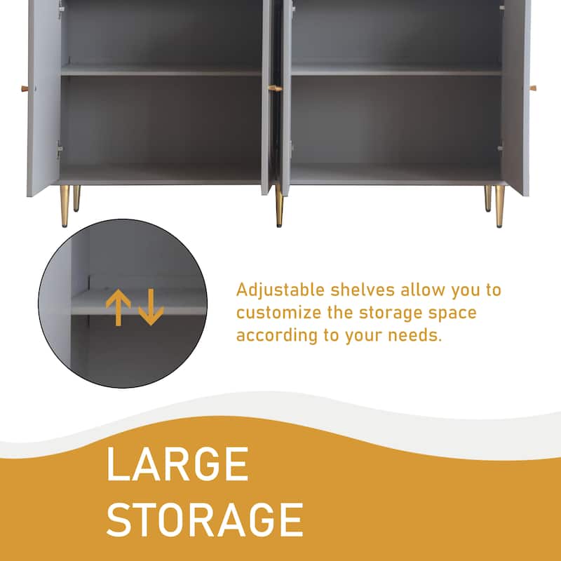 60 Inch Modern Sideboard with 4 doors and Adjustable Shelves