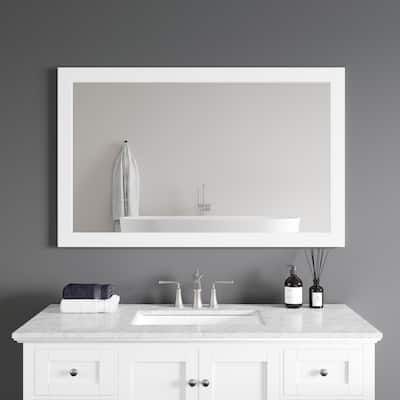 Eviva Sun Rectangular Matte White Wooden Framed Mirror